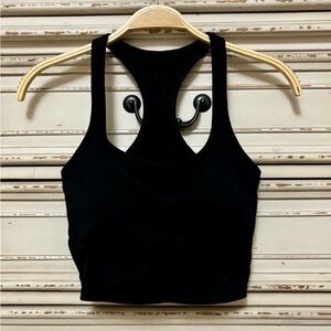 lululemon athletica Black Racerback Cropped Tank Top
